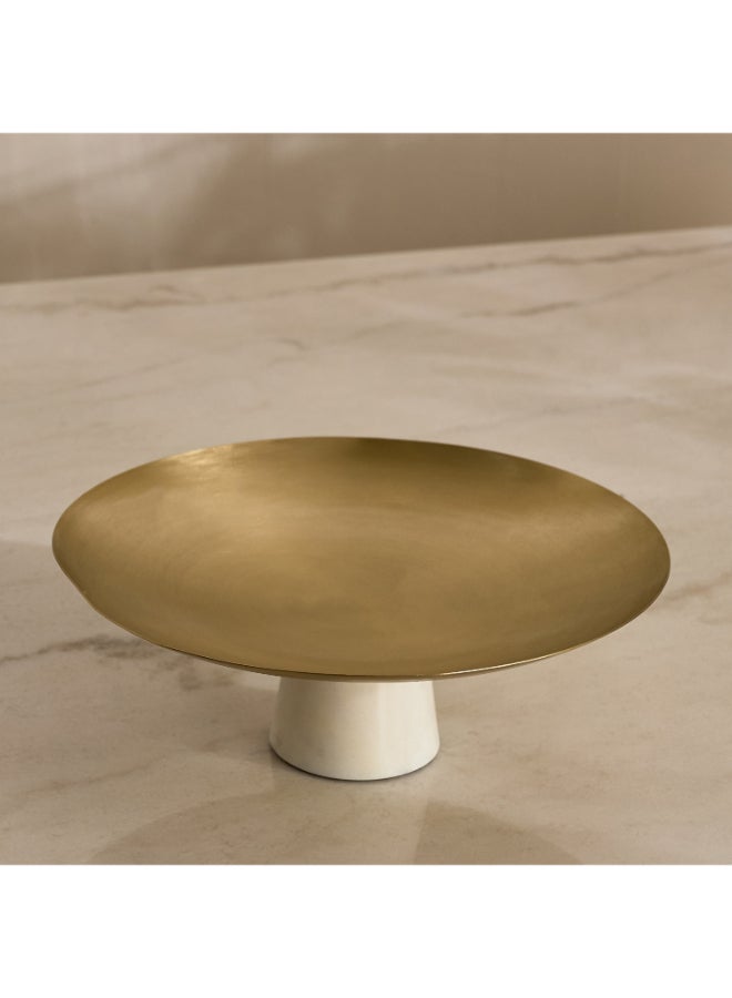 Home Box صينية مزخرفة ذات قاعدة رخامية - ذهبية - Image 1